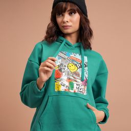 Tokyo Talkies Teal Graphic Printed Hooded Oversized Pullover Sweatshirt-image-32