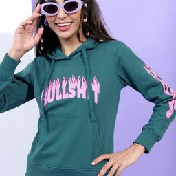 Tokyo Talkies Women Teal Printed Hooded Sweatshirt-image-61