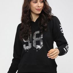 Tokyo Talkies Women Black Printed Hooded Sweatshirt-image-28