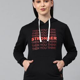 Campus Sutra Women Black Printed Hooded Sweatshirt-image-97