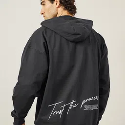 Styli Black Typography Printed Hooded Pure Cotton Pullover Sweatshirt-picture-37