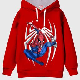KUCHIPOO Kids Spider-Man Printed Hooded Fleece Pullover Sweatshirt-53