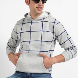 Campus Sutra Men Checked Hooded Sweatshirt-image-59