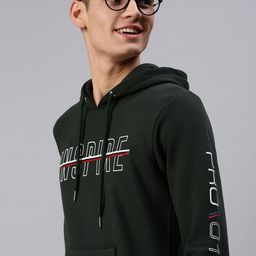 SHOWOFF Men Green Printed Hooded Sweatshirt-image-57
