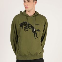Wrangler Men Olive Green Printed Hooded Sweatshirt-image-72