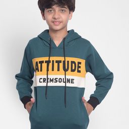 Crimsoune Club Boys Green Typography Printed Hooded Pullover Sweatshirt-image-43