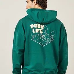 Styli Green Typography Printed Hooded Pure Cotton Oversized Sweatshirt-image-53