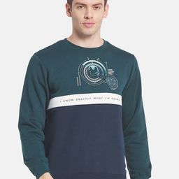 Octave Men Green Printed Hooded Sweatshirt-image-73