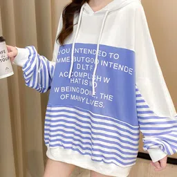 StyleCast x Revolte Blue Typography Printed Hooded Sweatshirt-picture-43