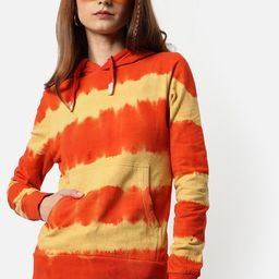 Campus Sutra Women Orange Printed Hooded Sweatshirt-image-16