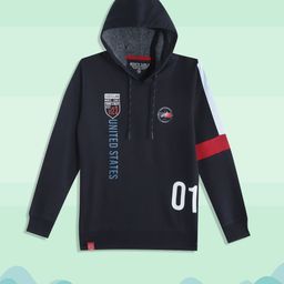 Monte Carlo Boys Navy Blue & White Typography Printed Hooded Sweatshirt-image-38
