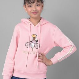 Crimsoune Club Girls Graphic Printed Embellished Ribbed Hooded Pullover Sweatshirt-image-76