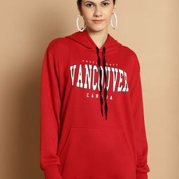 VIMAL JONNEY Typography Printed Hooded Pullover Fleece Sweatshirt-image-4
