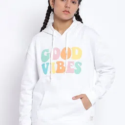 Lil Tomatoes Girls White Printed Hooded Sweatshirt-image-97