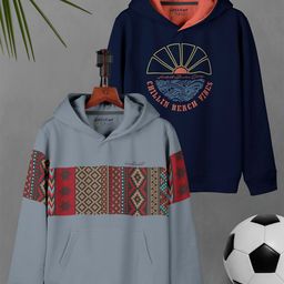 HELLCAT Boys Pack Of 2 Typography Printed Hooded Cotton Pullover-image-90