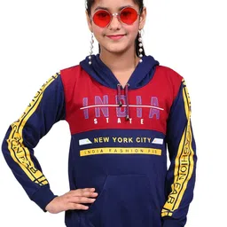 BAESD Girls Typography Printed Full Sleeve Cotton Hooded Sweatshirt-image-91