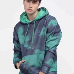 HIGHLANDER Men Navy Blue & Green Printed Hooded Sweatshirt-image-46