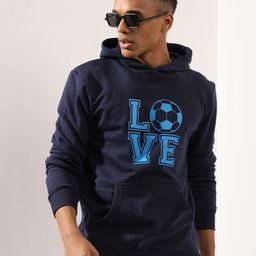 Campus Sutra Navy Blue Typography Printed Hooded Cotton Sweatshirt-image-69