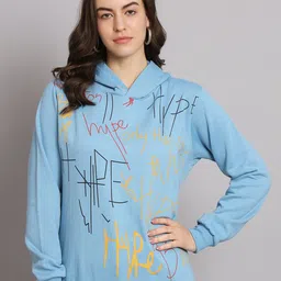 Obaan Typography Printed Hooded Cotton Pullover-image-22
