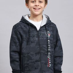 Monte Carlo Boys Typography Printed Hooded Front-Open Sweatshirt-38