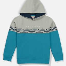 HELLCAT Boys Blue Colourblocked Hooded Sweatshirt-image-35