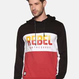 SHOWOFF Men Black Colourblocked Hooded Sweatshirt-43