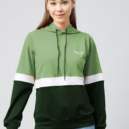 CHROME & CORAL Women Colourblocked Hooded Sweatshirt-image-83