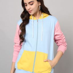 The Dry State Colourblocked Hooded Front-Open Fleece Sweatshirt-picture-12
