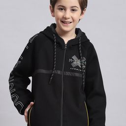 Monte Carlo Boys Typography Printed Hooded Front-Open Sweatshirt-16