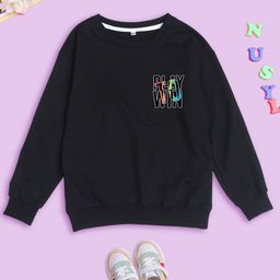 BAESD Kids Typography Printed Round Neck Long Sleeves Fleece Pullover Sweatshirt-image-80