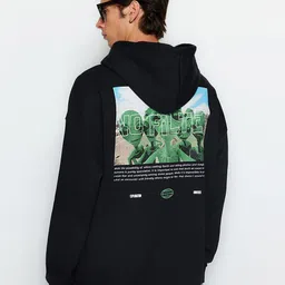 Trendyol Graphic Printed Hooded Pullover-image-34