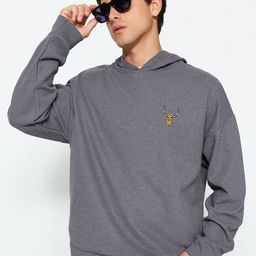 Trendyol Self Design Hooded Pullover Sweatshirt-picture-25