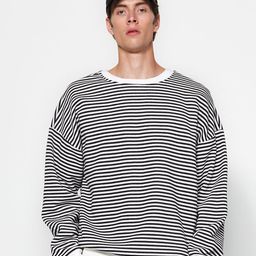 Trendyol Striped Round Neck Pullover Sweatshirt-picture-49