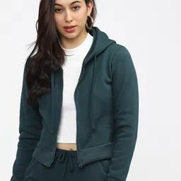 Tokyo Talkies Women Blue Hooded Sweatshirt-image-23