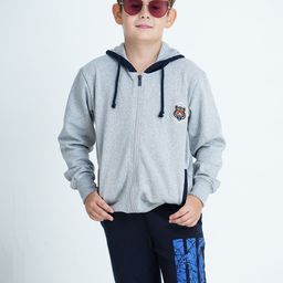 mackly Boys Grey Melange Hooded Sweatshirt-image-48