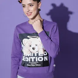 The Dry State Women Purple Printed Sweatshirt-image-96