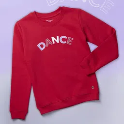 Gini and Jony Girls Typography Printed Cotton Sweatshirt-91