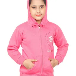 BAESD Girls Floral Embroidered Hooded Storm-Fit Cotton Front-Open Sweatshirt-image-89