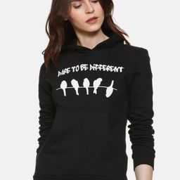 Campus Sutra Black Graphic Printed Hooded Long Sleeve Cotton Pullover Sweatshirt-image-22