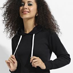 Campus Sutra  Hooded Crop Pullover Sweatshirt-11