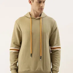 Campus Sutra Men Beige Solid Hooded Sweatshirt-picture-39