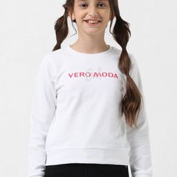 Vero Moda Girls Typography Printed Ribbed Pure Cotton Sweatshirt-picture-7