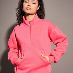 SASSAFRAS Pink Mock Collar Sweatshirt-image-4