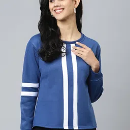 FLAMBOYANT Women Blue Striped Sweatshirt-image-68