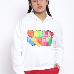 Lil Tomatoes Girls White & Red Printed Hooded Sweatshirt-image-27