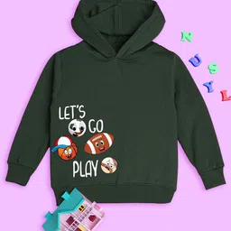 NUSYL Kids Lets Go Play Graphic Printed Fleece Hooded Pullover-image-44