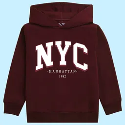 NUSYL Kids Typography Printed Hooded Fleece Sweatshirt-image-77