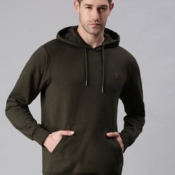 SHOWOFF Men Olive Green Hooded Sweatshirt-image-17