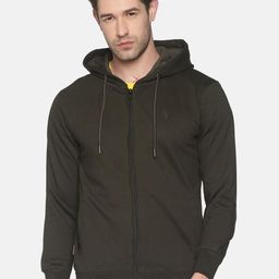 SHOWOFF Men Olive Green Hooded Sweatshirt-image-24
