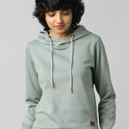 ONLY Women Green Solid Hooded Sweatshirt-image-47